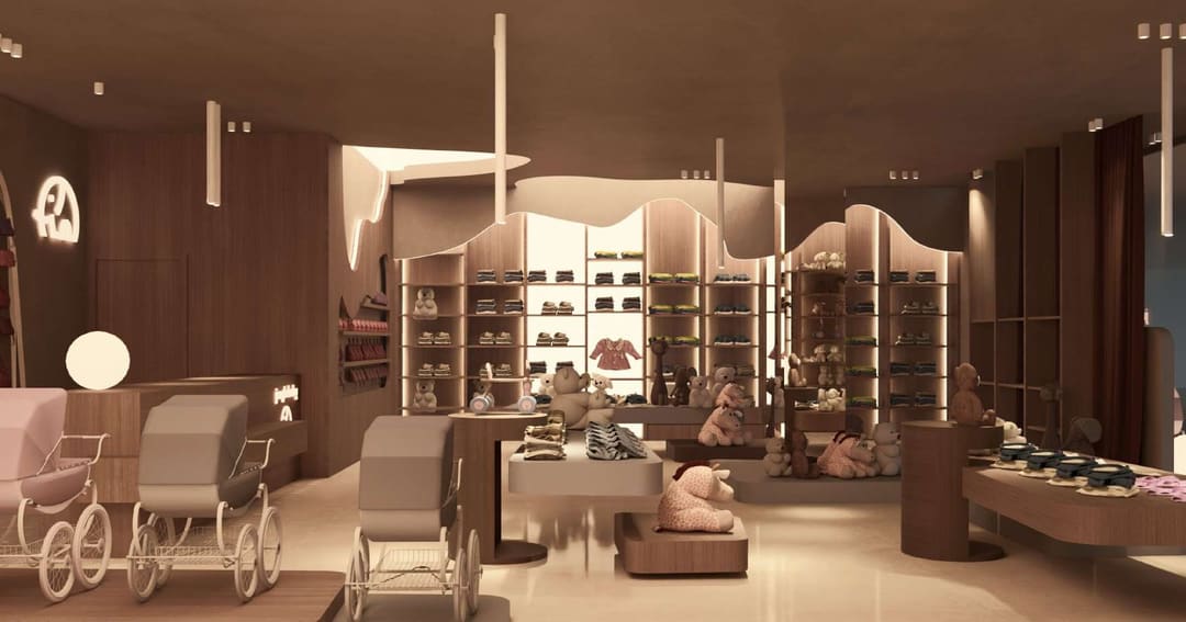 Children's shop with plush toys and shelves